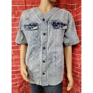 Smoke Rise Dnm Co. Mens Denim Distress SS SHIRT Jacket XL Runs Small NWT #R2